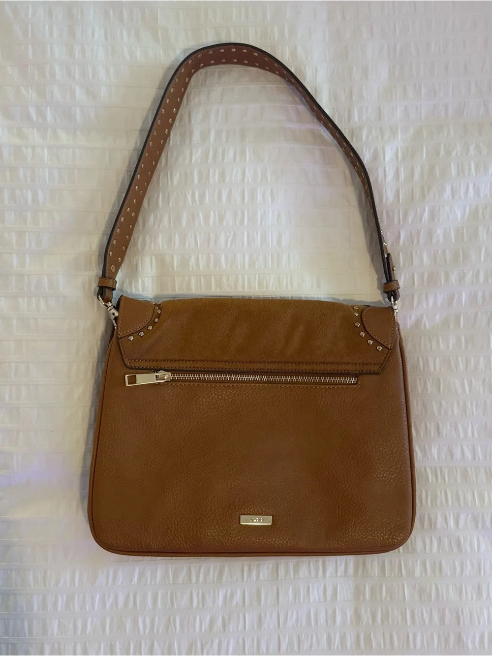 Aldo Tan Saddle Shoulder Bag with Stud Accents